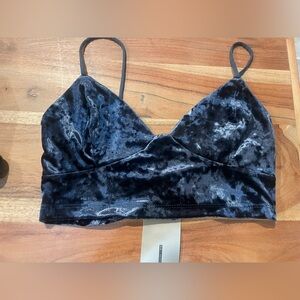 Zara Midnight Blue Velvet Crop Top Camisole size small
